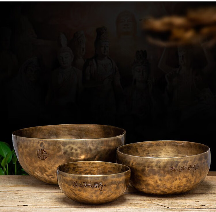 藏村颂钵尼泊尔手工铜制满月钵佛音碗瑜伽冥想音疗钵