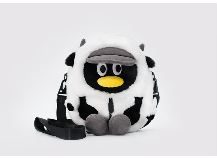 朗栩莲腾讯公仔腾讯qq牛年公仔斜挎包upup毛绒礼物奶鹅奶牛可爱包包鹅