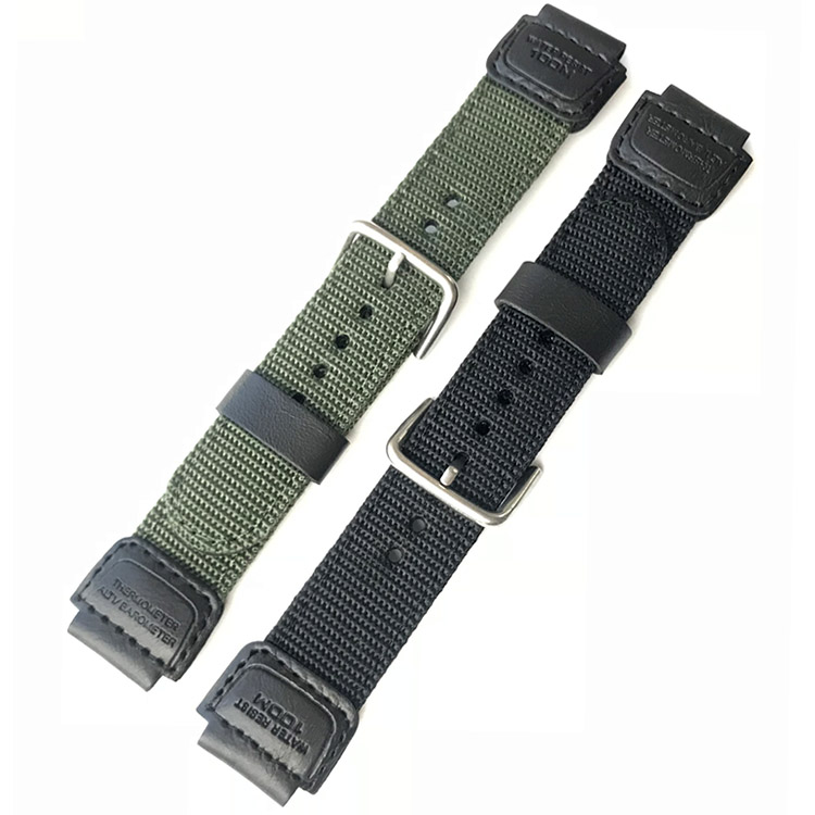 适用卡西欧gshock尼龙手表带dw5600gw5000ae1200wh凸口帆布表带绿色