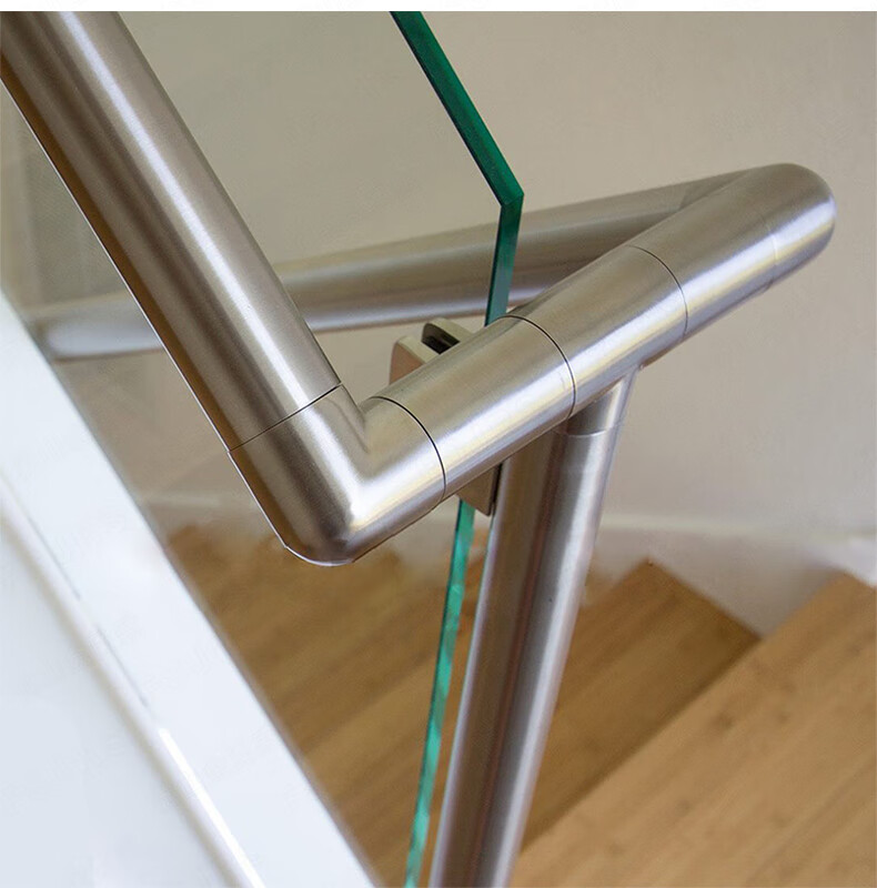 不锈钢304楼梯扶手配件栏杆托楼梯阳台转角弯头实心扶手管拼接口Φ51