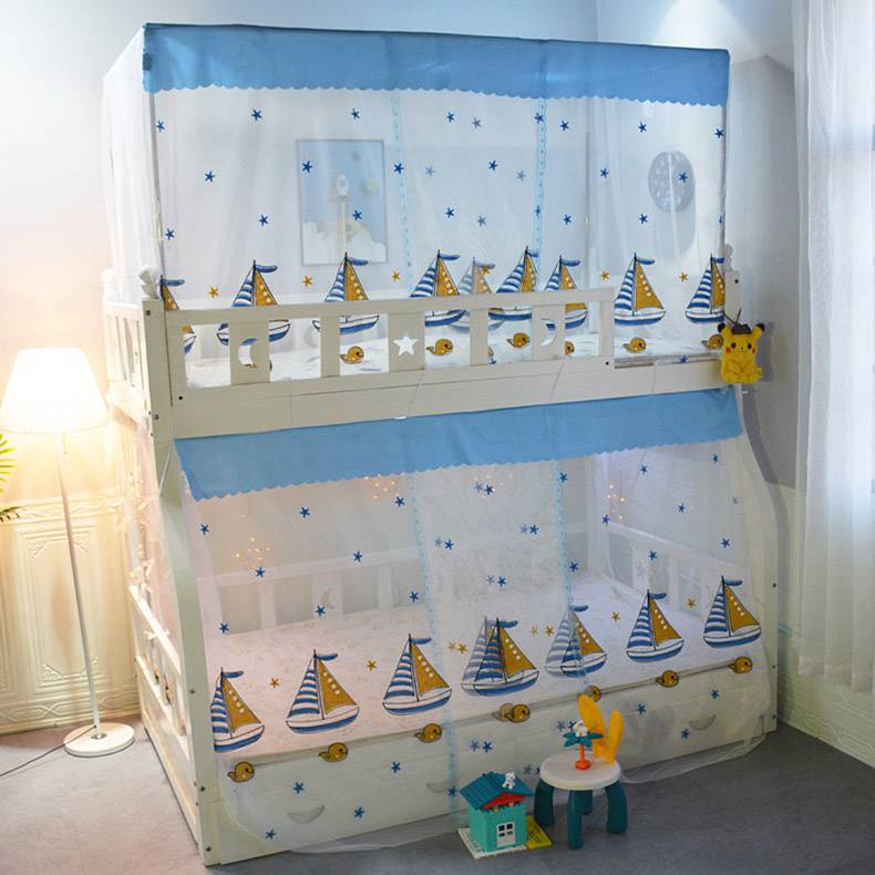 儿童上下床的蚊帐 子母床上下铺绣花蚊帐儿童上下床高低床双层床家用