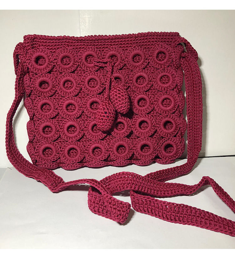 希尔库班空心线编织包【成品】手工勾圈圈包包毛线包斜跨包空心线编织