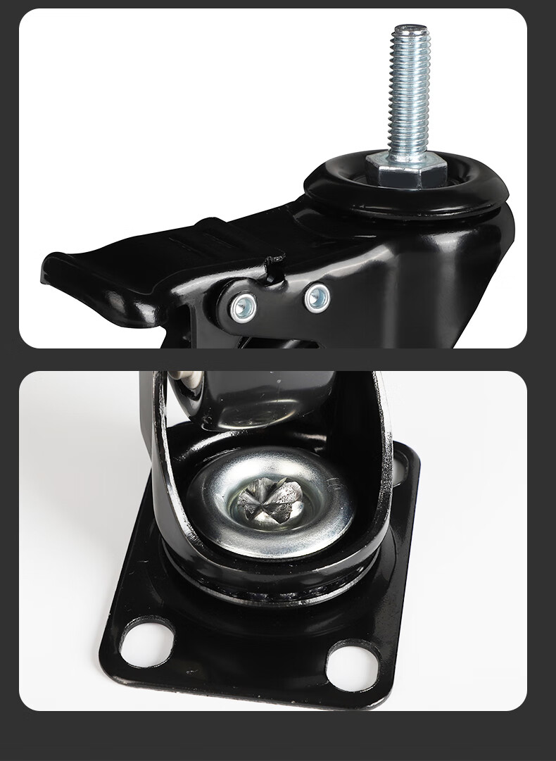 顶耐重型万向轮2寸丝杆轮子轮脚转向轮小推车滑轮带刹车2寸平板万向4