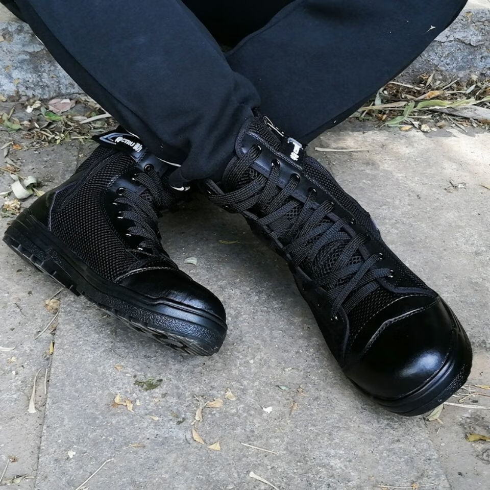 保安鞋鞋户外高帮靴男靴作训鞋黑色春夏作战靴高帮鞋战训靴子夏40