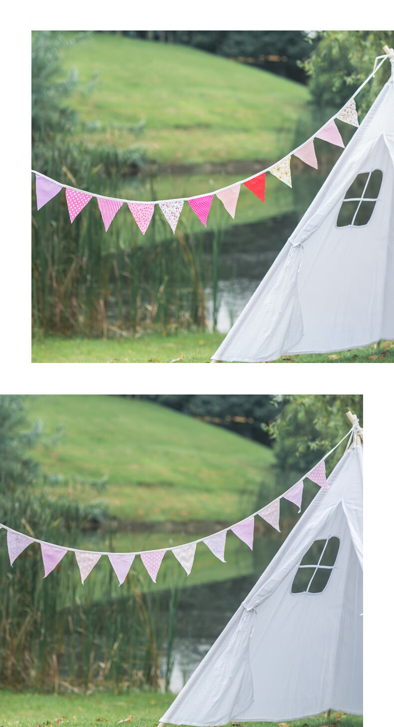 户外出游氛围小彩旗印第安帐篷露营生日派对野餐装饰旗三角旗红色