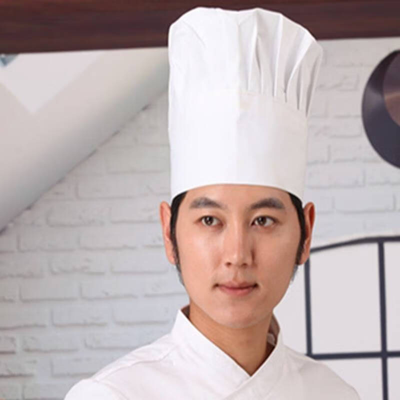 前进帽中青年厨师帽男女服务员透气网贝雷帽西餐厅酒店厨房火锅店快