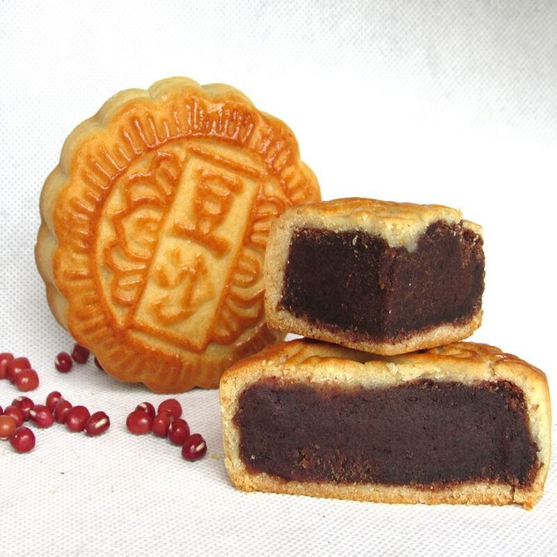 (一份8个)传统广式苏式手工枣泥豆沙月饼糕点中秋月饼礼盒装 红豆沙
