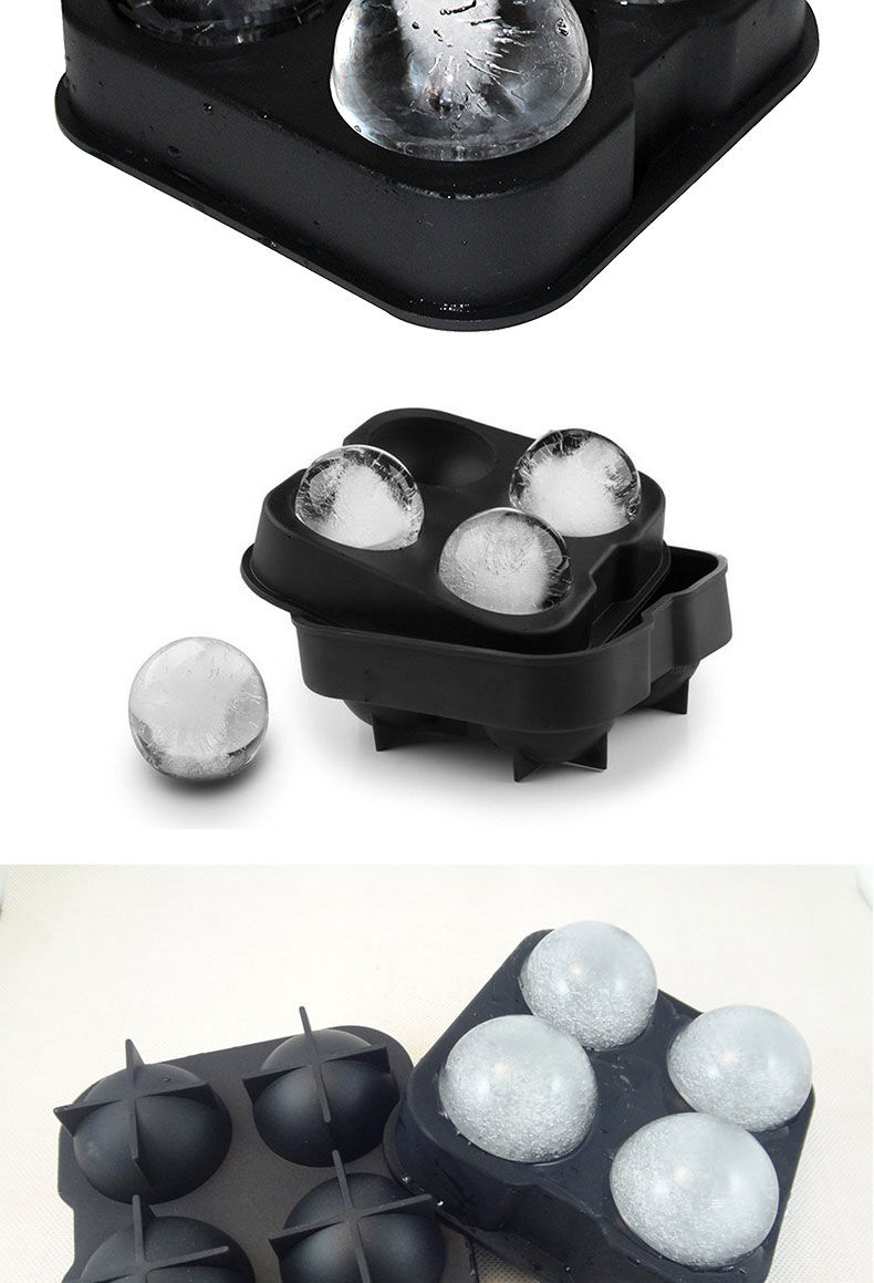 demanke威士忌大冰球硅胶模具免凿冰模冰盒冰格酒吧速冻制冰模具4圆球