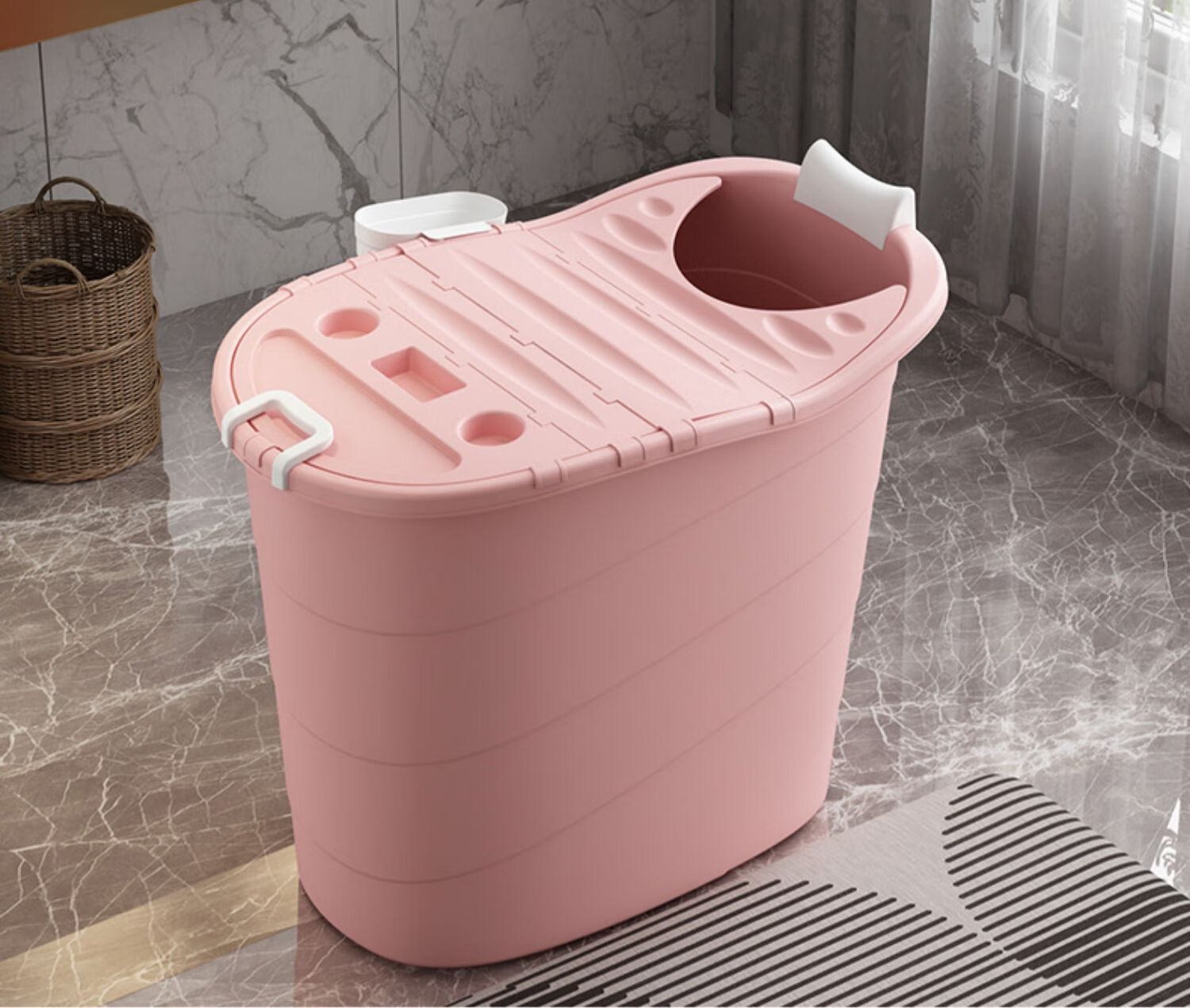 家用小户型洗澡神器高位泡澡桶成人洗澡桶全身沐浴桶大人塑料浴盆mm