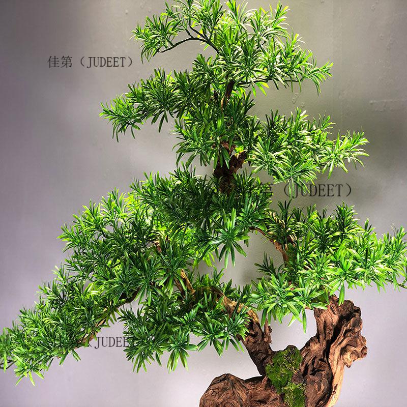 罗汉松盆景仿真绿植摆件实木仿真罗汉松居家办公室酒店客厅商铺餐厅