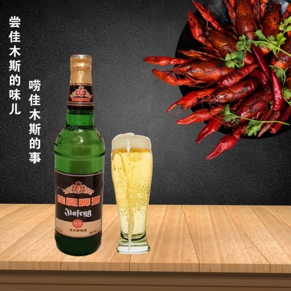 佳凤啤酒 570mlx4瓶 玻璃瓶东北特产佳木斯大绿棒子夺命大佳凤12度