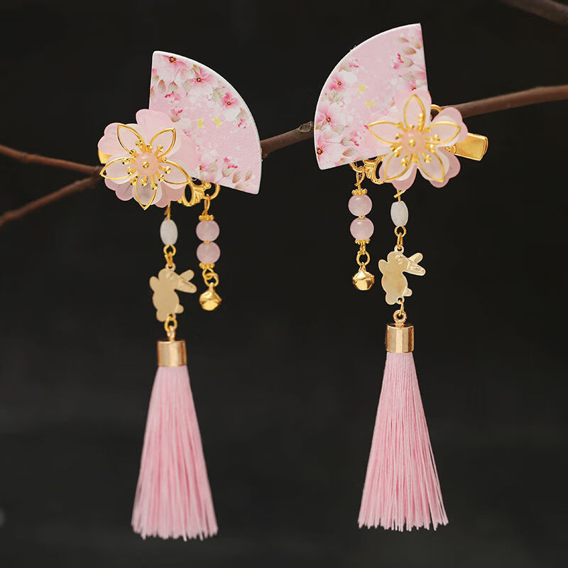 浙饰界汉服夹子头饰古风发夹配饰品儿童边夹发饰步摇流苏仙对夹发卡女