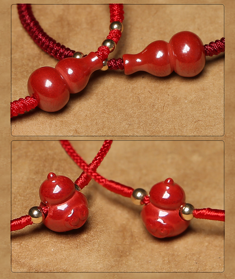 天然朱砂手串红绳手链女男女脚链生肖羊马牛年本命年编织手绳 a款葫芦