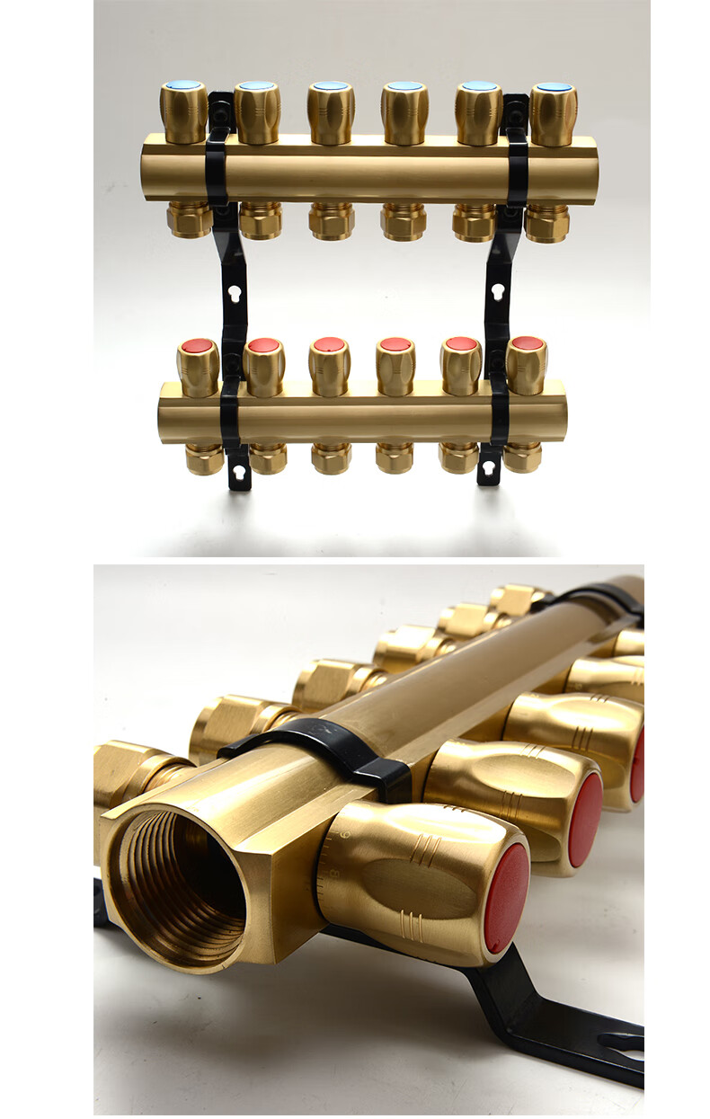 金牛分水器天一金牛地暖地热集分水器大流量豪宅家装铜加厚一体家用