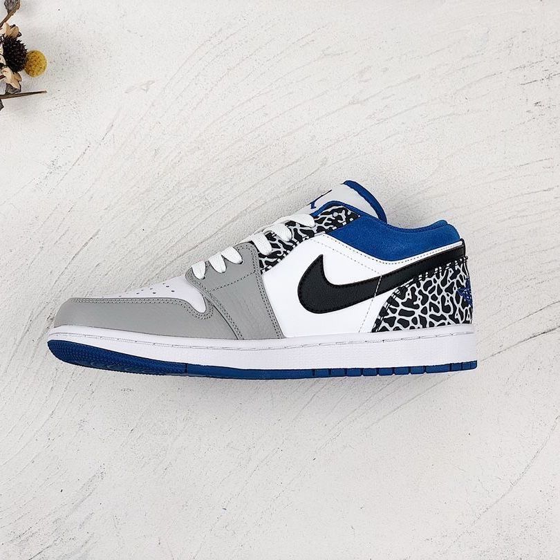 【官方旗舰】air low乔1 aj1黑蓝爆裂纹男女鞋低帮实战篮球鞋运动鞋dm