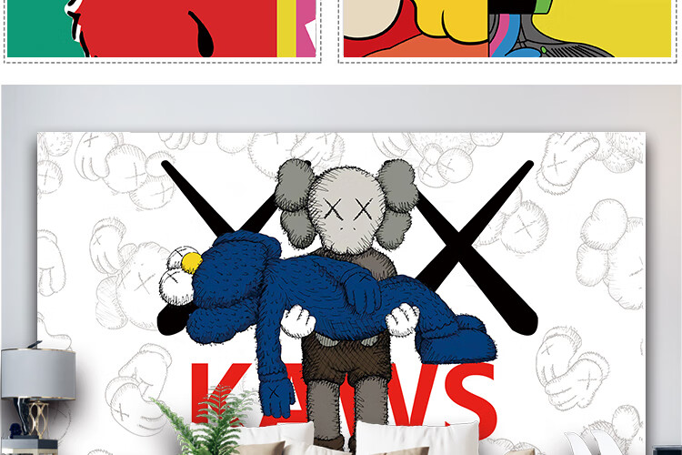 kaws墙贴kaws芝麻街海报墙贴画潮牌男生宿舍卧室背景墙装饰墙纸自粘