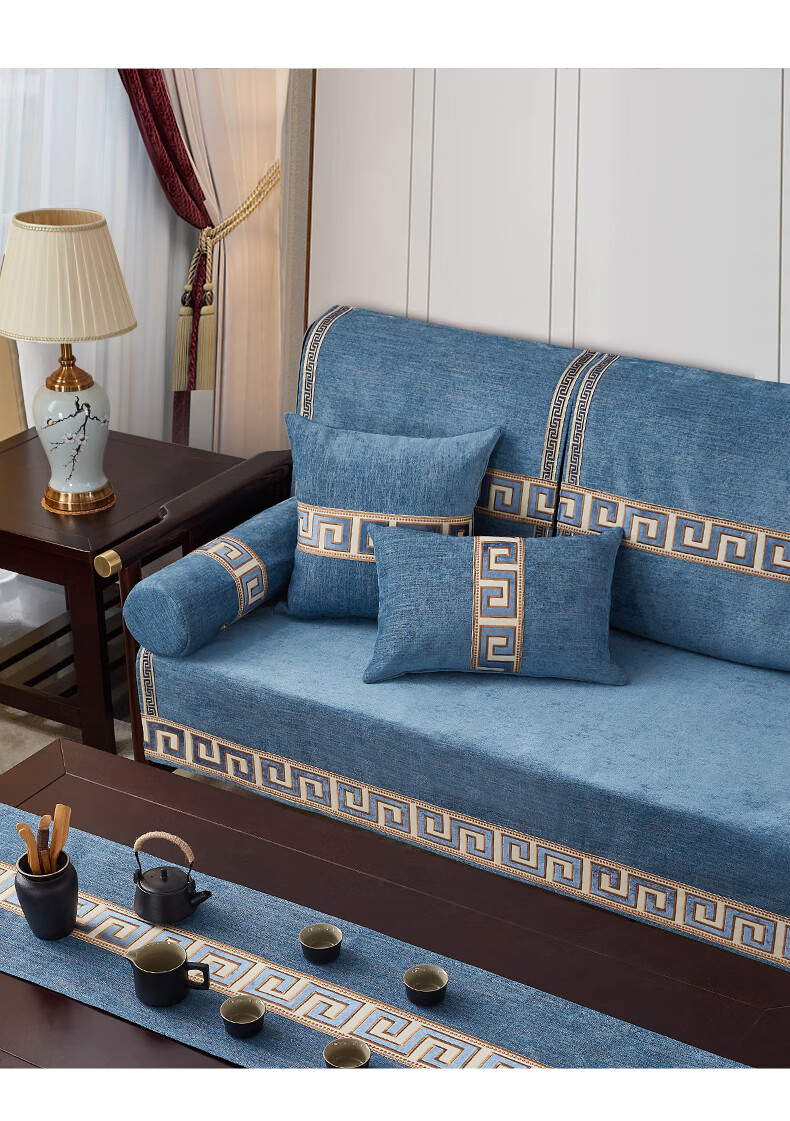 魅纺新中式沙发垫四季通用沙发巾盖布防滑红木沙发罩套坐垫套沙发垫