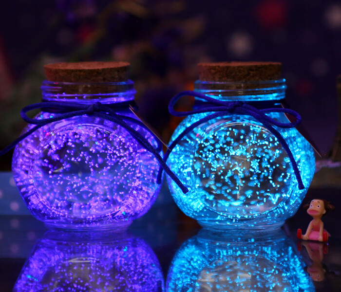 荧光星空瓶玻璃瓶漂流瓶幸运星瓶折星星纸装星星瓶管子新扁鼓大号蓝色