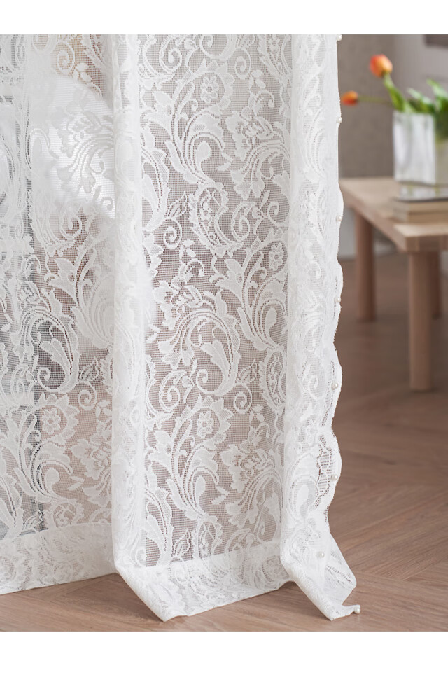 金蝉白色蕾丝窗纱法式轻奢复古白色蕾丝窗帘公主风网红