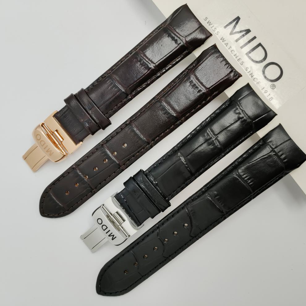 森匠 美度表带原装美度手表带 真皮原装布鲁纳m024407a皮表带弧形口男