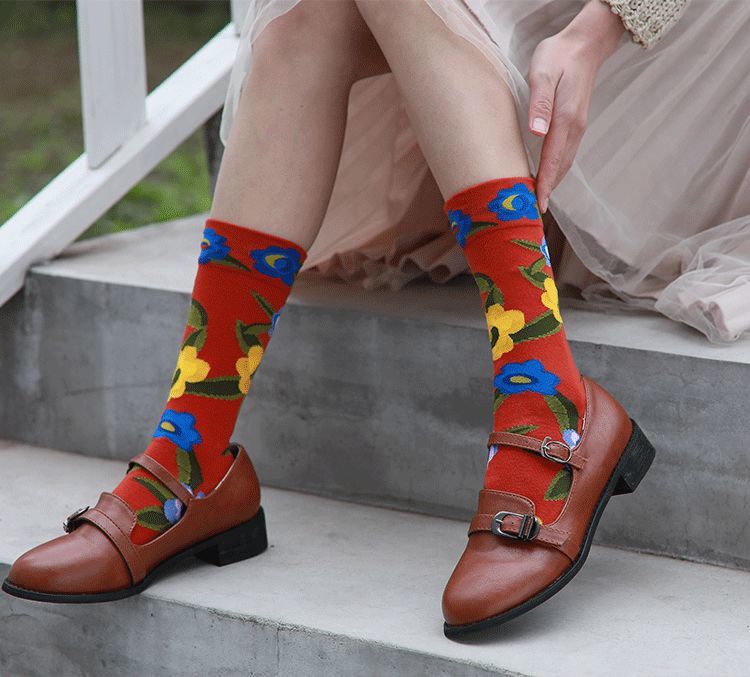 冬天袜子男长筒个性女士袜ins潮流街头情侣花袜子倩绣菲斑马头组合5双