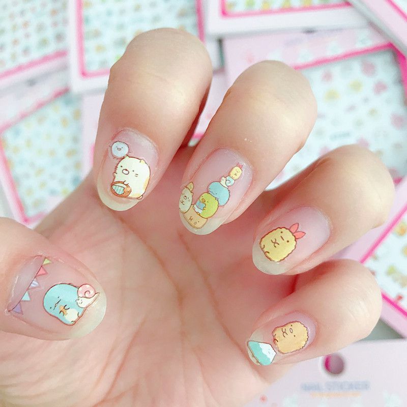 卡通ins角落指甲贴可爱少女心美甲儿童纹身贴画diy手账贴花贴画女孩