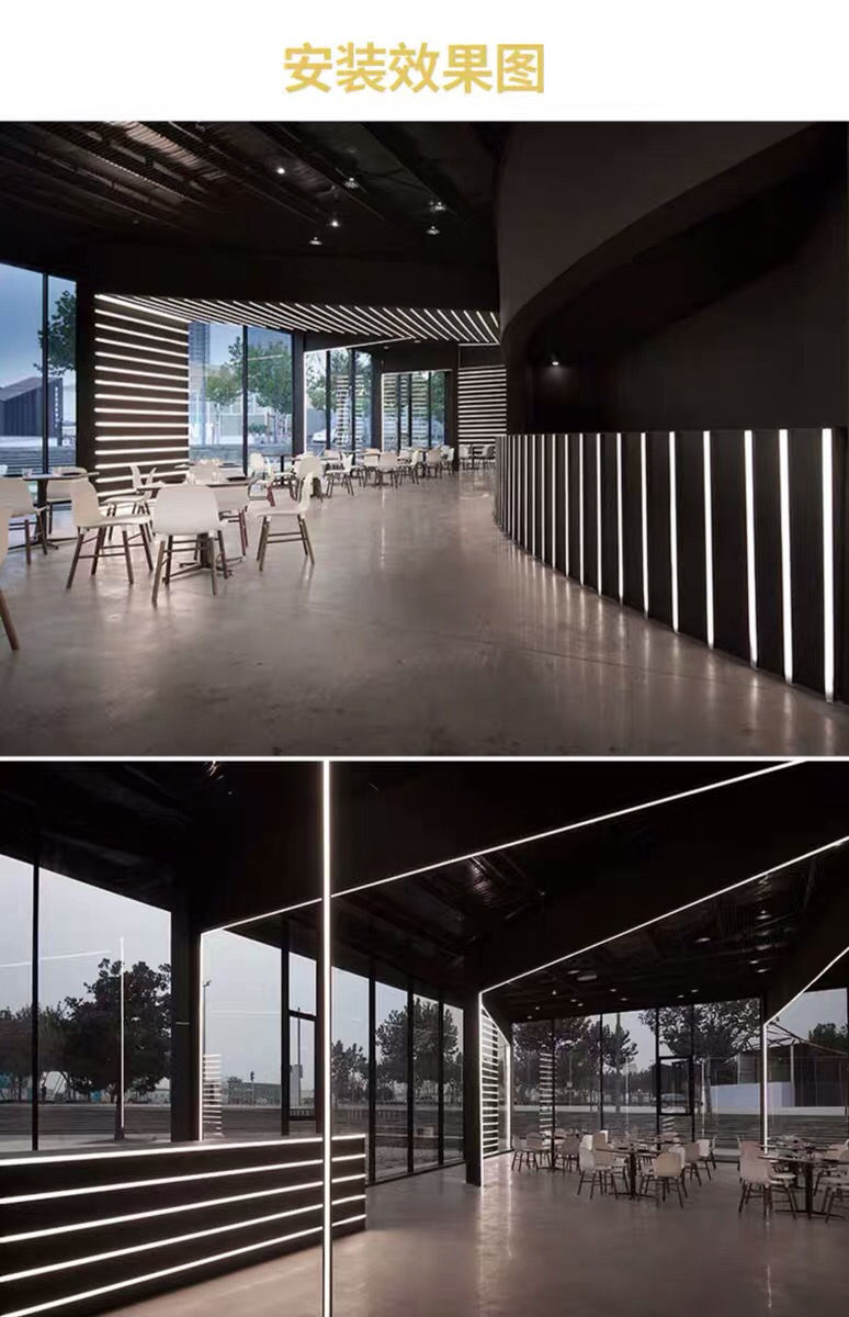 钛金条线条灯吊顶led线形灯嵌入式灯槽线性灯暗藏卡槽天花黑色 15mm宽