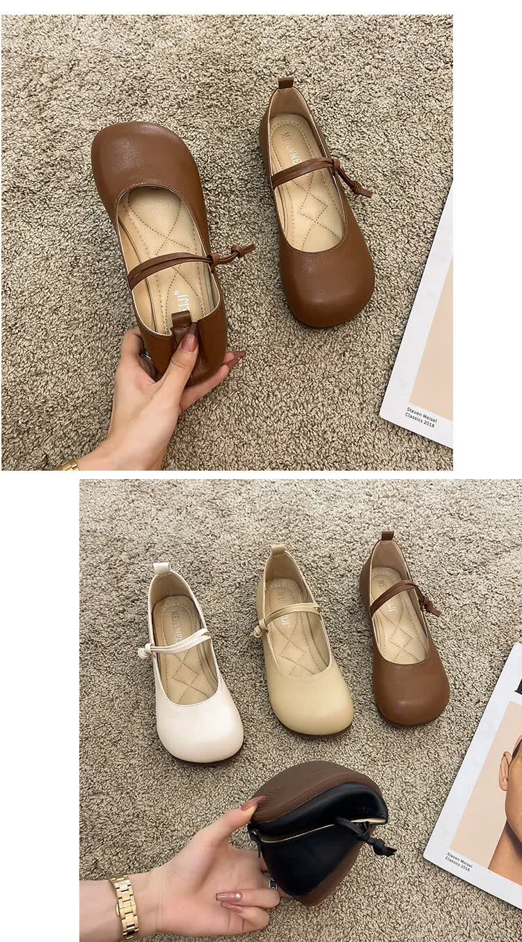 奶奶鞋女平底复古方头玛丽珍鞋年新款温柔晚晚风大头浅口单鞋黑色38