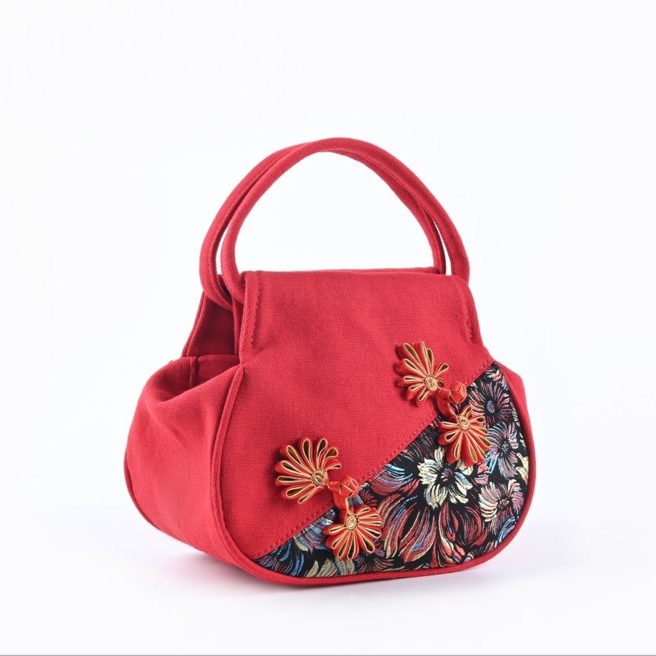 拎包妈妈买菜包女手提小拎包帆布包民族风包包迷你手拿复古中老年女包