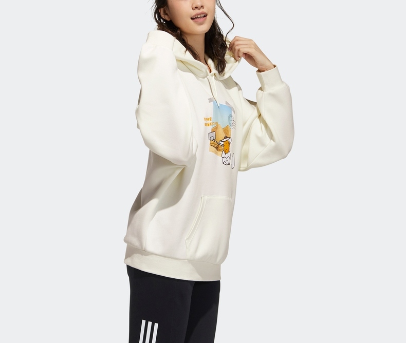 adidas阿迪達斯官網neo蛋黃哥聯名女裝運動連帽衛衣gu0865 漢玉白/漢