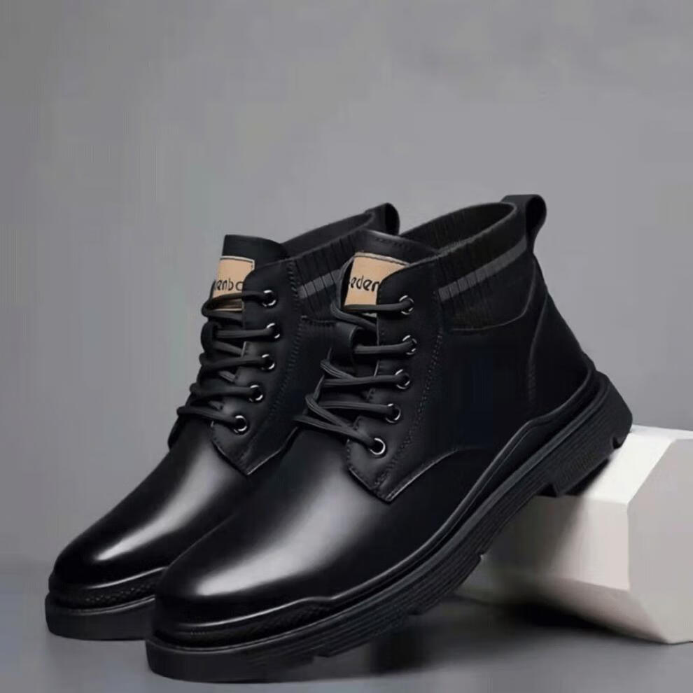 男士马丁靴冬季工装靴高帮皮靴加绒加厚棉皮靴真皮保暖雪地靴高档品牌