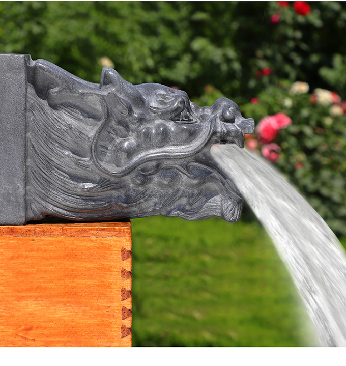 石雕石头青石龙头吐水喷水流水庭院园林花园假山水池出水景观装饰 长