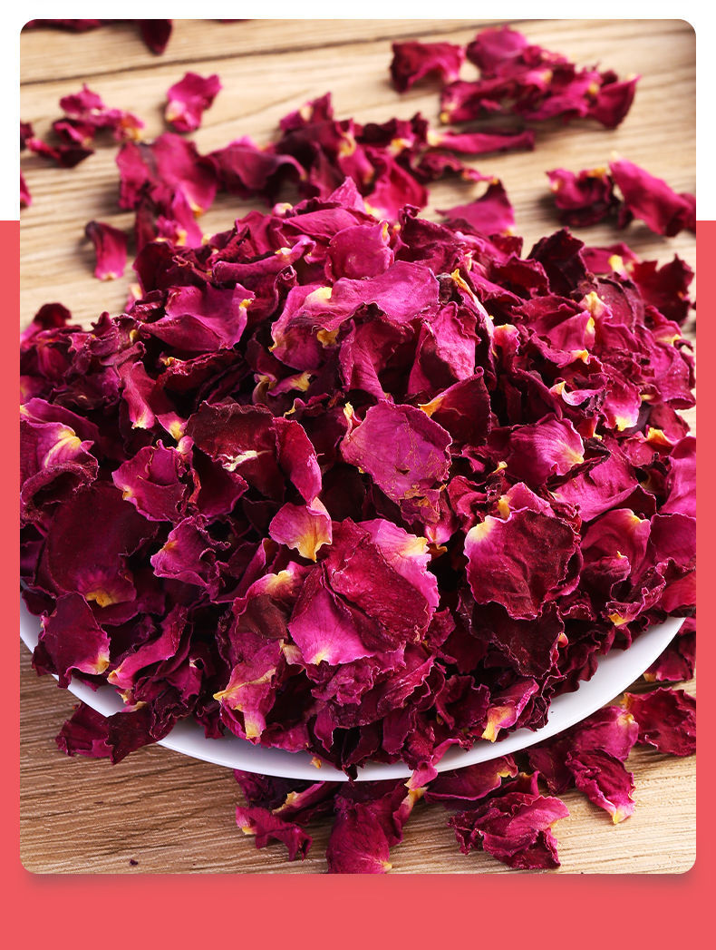 墨红玫瑰花茶花冠茶大朵食用泡茶烘培冰粉配料滇红玫瑰花瓣25克罐2罐