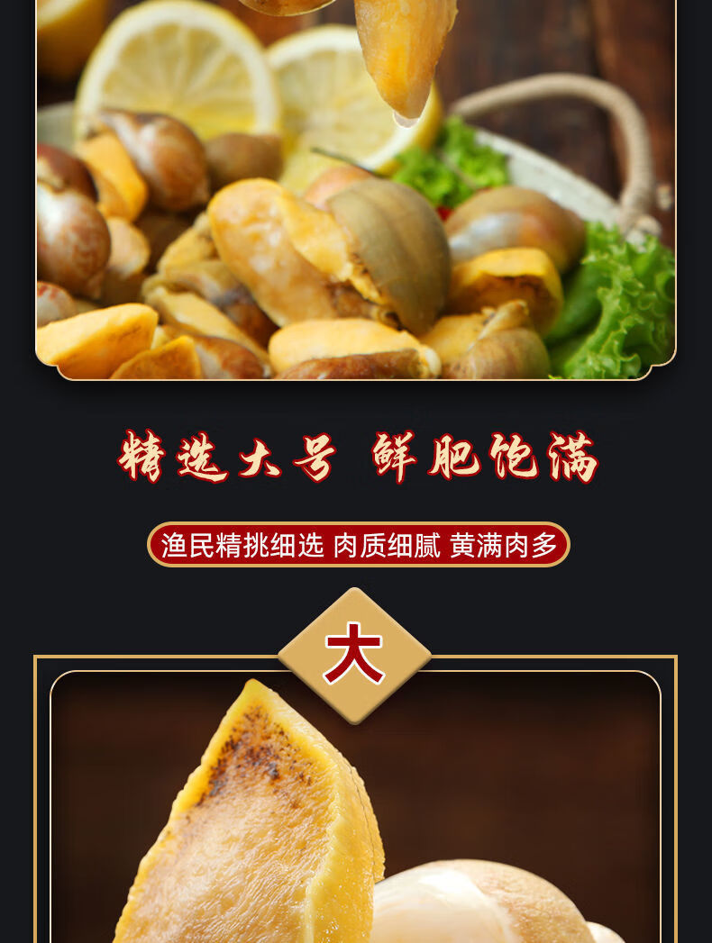 【好物推荐】鲜美惊新鲜生老婆脚特大号鲍鱼螺带壳鲜活熟冻海鲜非即食