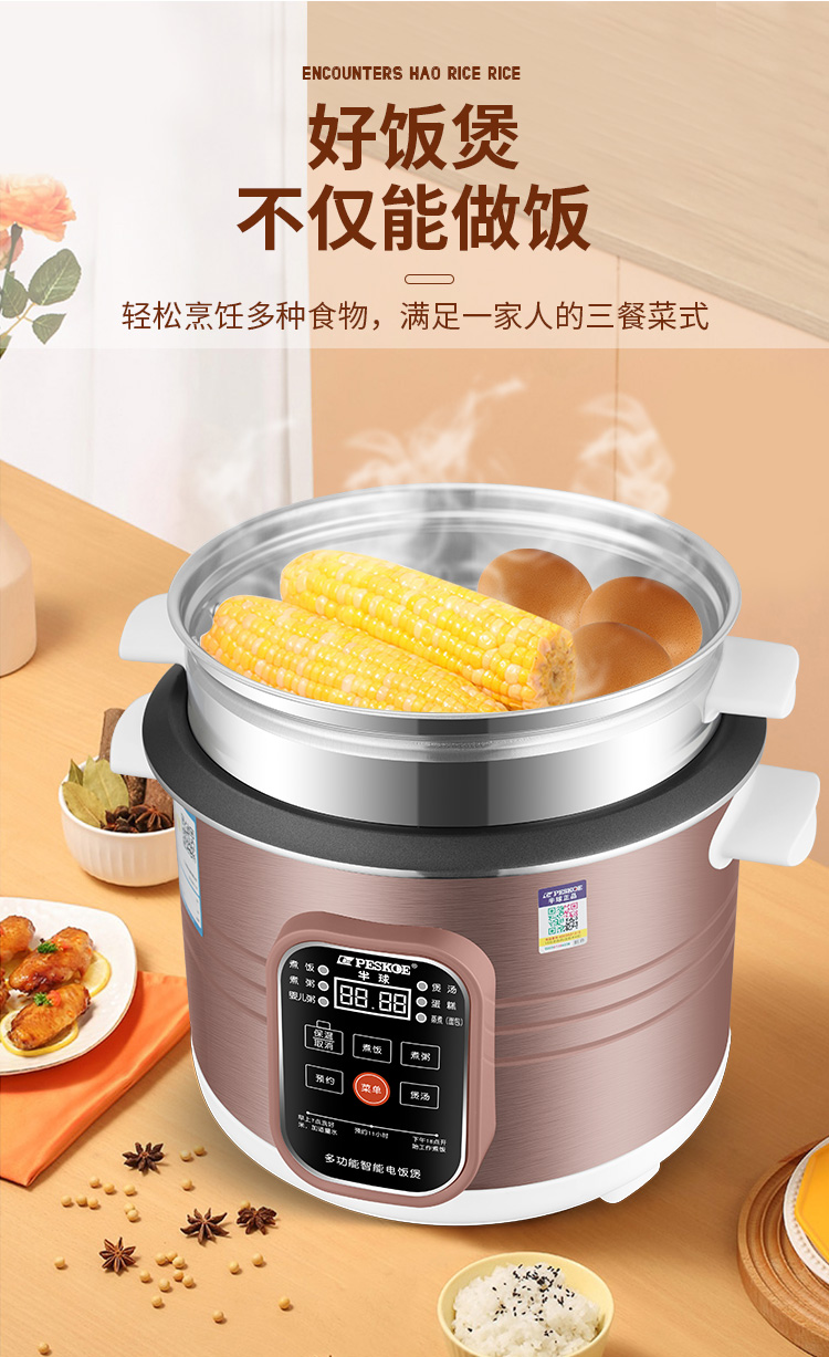 蒸饭锅多层电饭锅多层蒸笼26l升多功能家用预约智能保温3人煮粥电饭煲