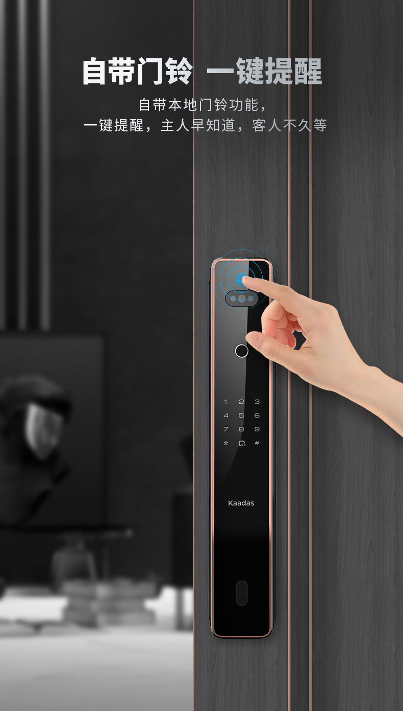 凯迪仕(kaadas)k11人脸识别智能指纹锁 家用防盗门智能门锁 木门电子