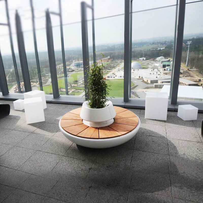 玻璃钢休闲座椅商场创意美陈环形休息凳户外公园长条麻花凳定制款式