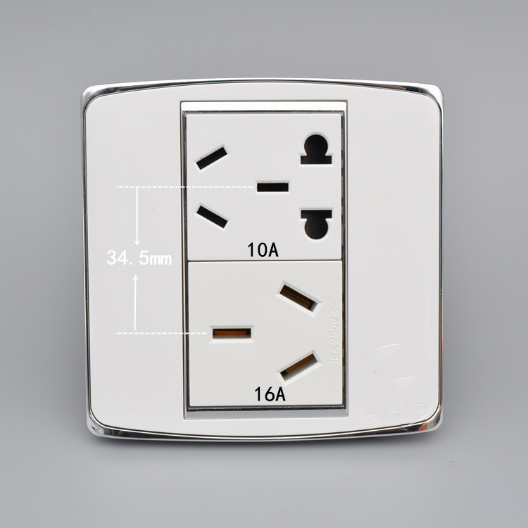 香槟色86型三眼插座热水器空调16a二三孔10a洗衣机6孔电源开关面 10a