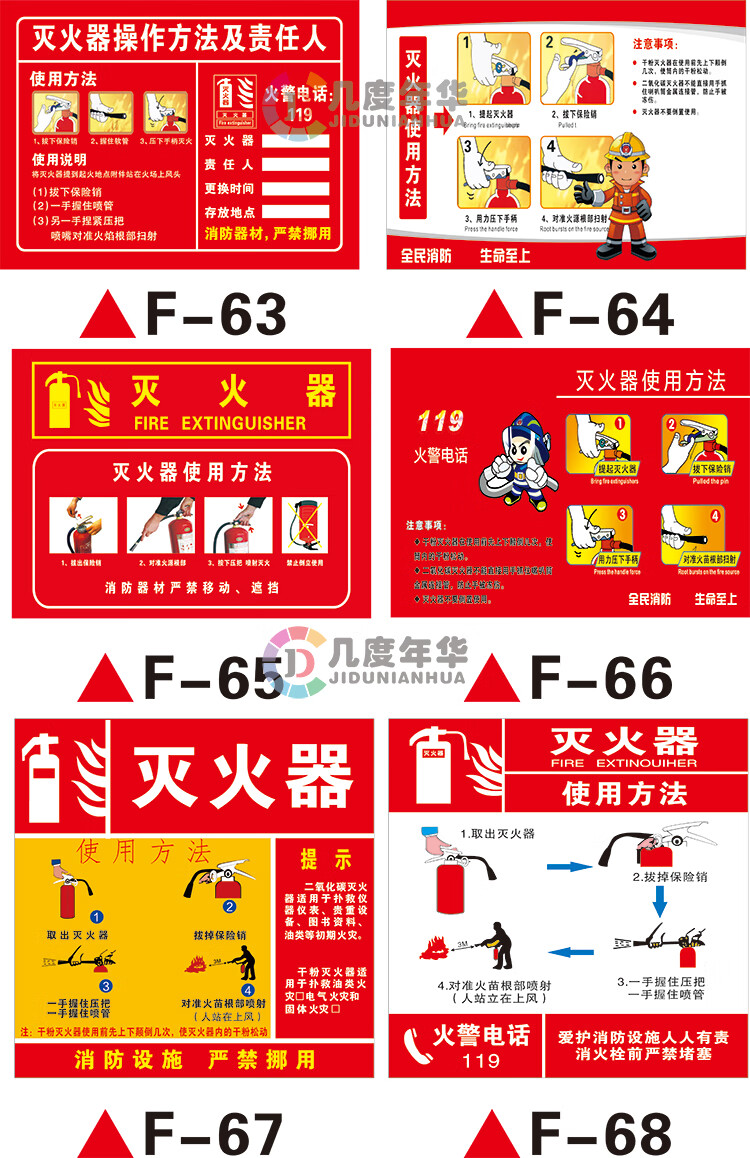 消防栓滅火器的使用方法說明標識貼紙消火栓箱安全標貼可定製f2020x