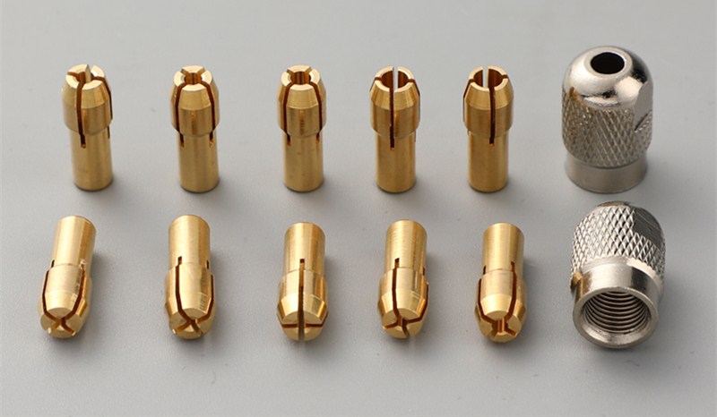 能量狐小电磨电钻配件微型黄铜芯小夹头三爪钻头夹心迷你打磨机螺帽锁