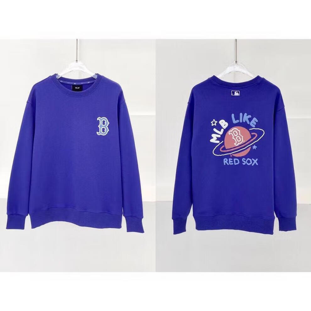 mlb过验ny发泡like星球撞色印花卫衣男女情侣款宽松圆领卫 白色 s