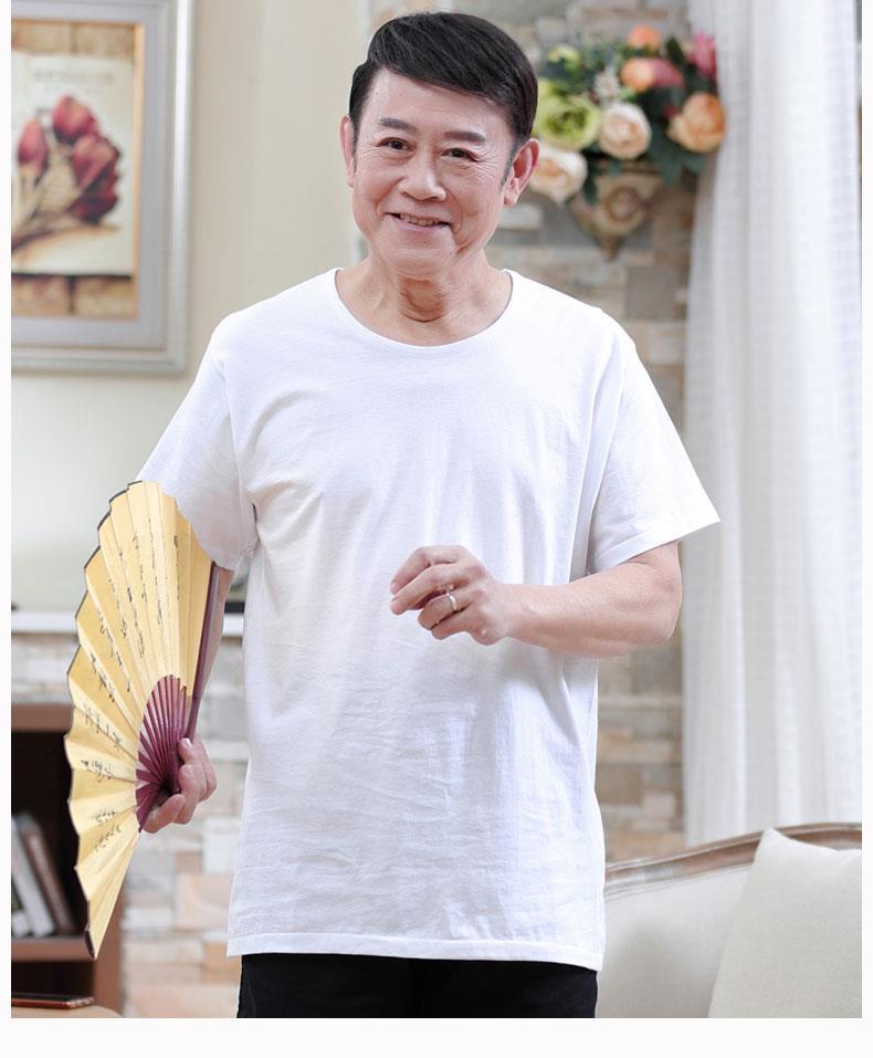 【捡漏低价】品牌新品 老头衫中老年人短袖t恤男白打底衫爸爸半袖大码
