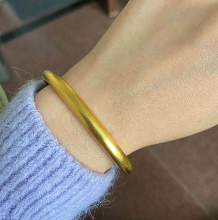 金手镯女南瓜开口实心金手镯金银金店同款金首饰送女友 传承内经手镯