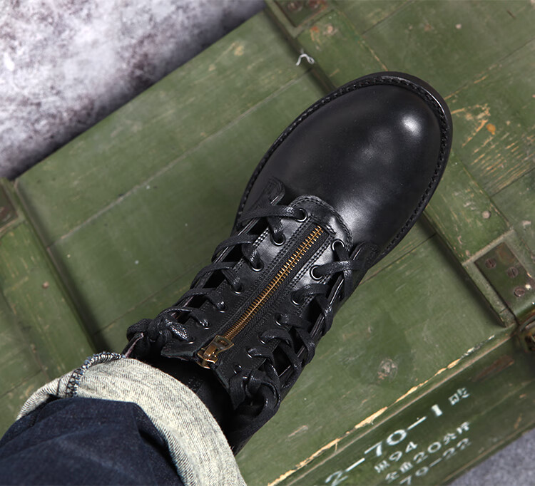 3516厂78式飞行靴羊毛冬季版飞行员保暖棉靴高帮棉皮鞋拉链皮靴品质