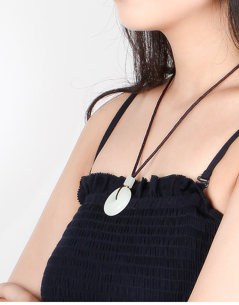 珍韵缘和田玉平安扣吊坠挂绳项链男女平安扣新疆玉石