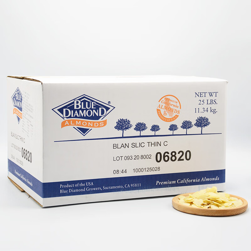 美国蓝钻杏仁片巴旦木扁桃仁片杏仁粉1134kg烘焙专用商用金山杏仁片