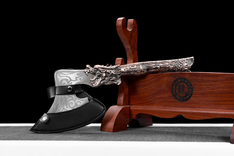 龙泉手工锻打骨斧厨房商用斩骨斧肉联厂屠夫肉摊专用剁大骨刀带皮套