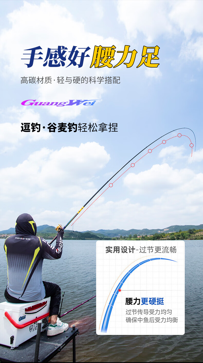 光威(gw) 谷麦钓竿雪林碳素谷麦鱼竿三定位前打竿19调轻硬不剪线盘车