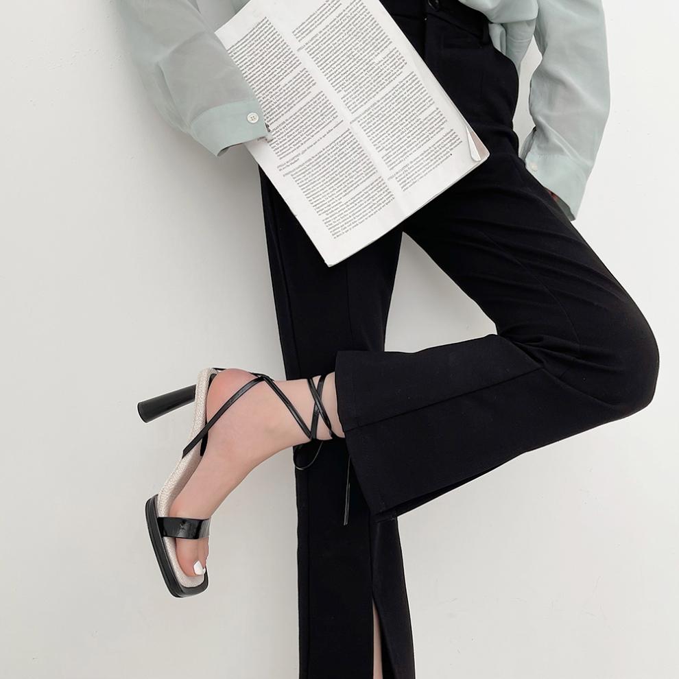 夏季凉鞋女仙女风小香风配裙子穿的凉鞋女绑带高跟鞋2022年夏季新款