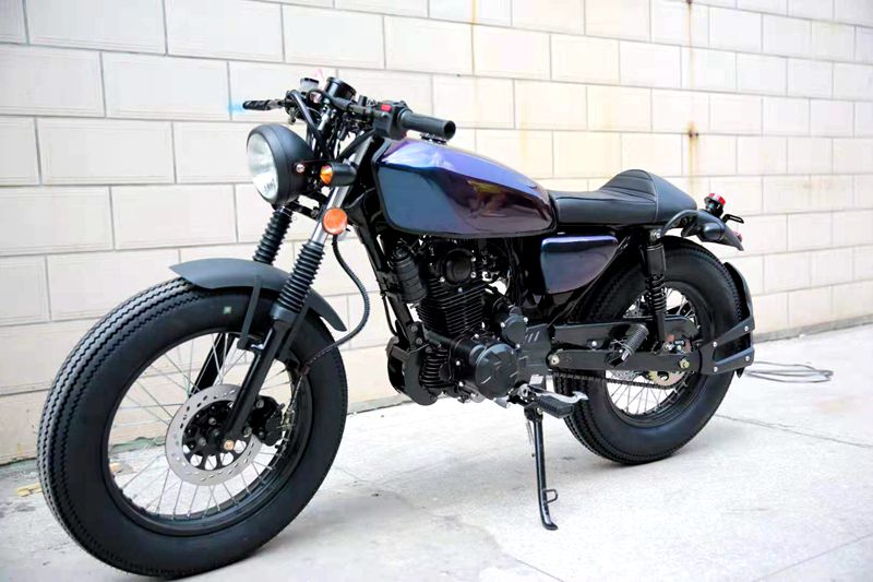 复古摩托车街车国四cg美式仿哈雷太子嘉陵70狒狒男女电动车可上牌蓝色